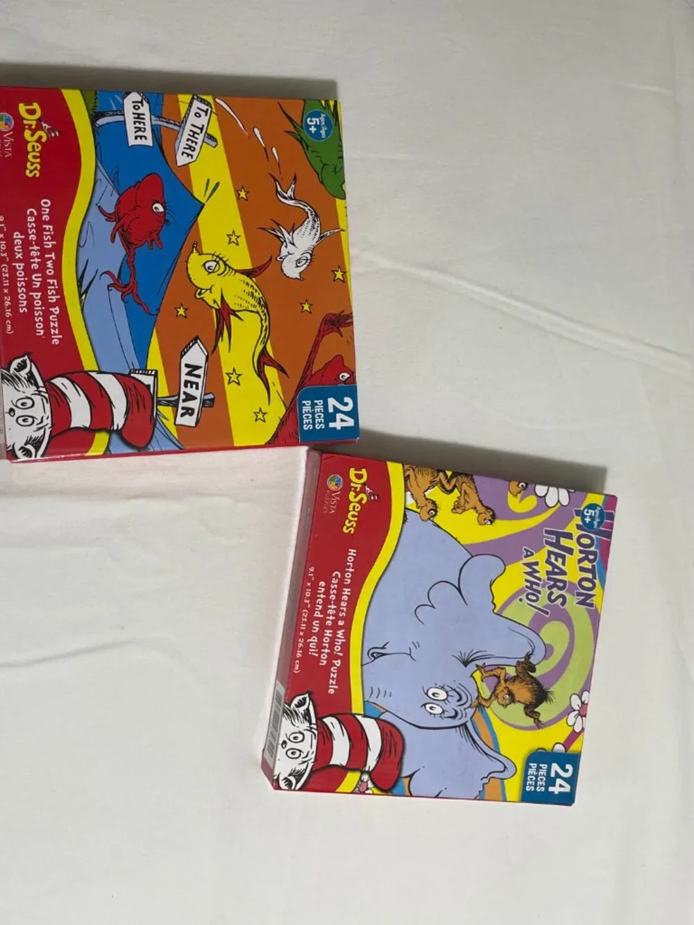 Dr. Seuss 24 Piece Puzzle Lot of 2 Horton Hears A Who & One Fish Two Fish 2021